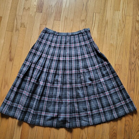 Vintage Pendleton Woolen Mills Pleated Tartan Skirt Size 6 Gray & Red Plaid 100% - Picture 4 of 6